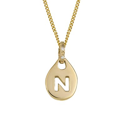 9ct Gold Alphabet 'N' Tag Necklace ELEMENTS GOLD