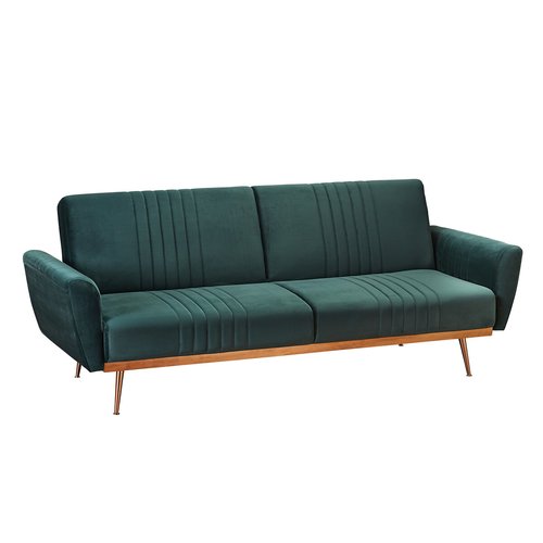 Velvet Click Clack Sofa Bed With Copper