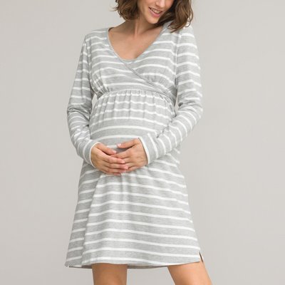 Striped Maternity Nightshirt in Organic Cotton Mix LA REDOUTE COLLECTIONS