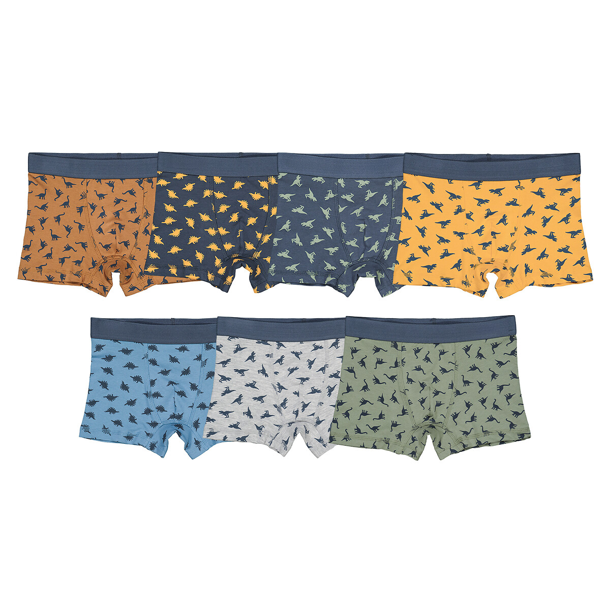 Pack of 7 Boxers in Dinosaur Print Cotton