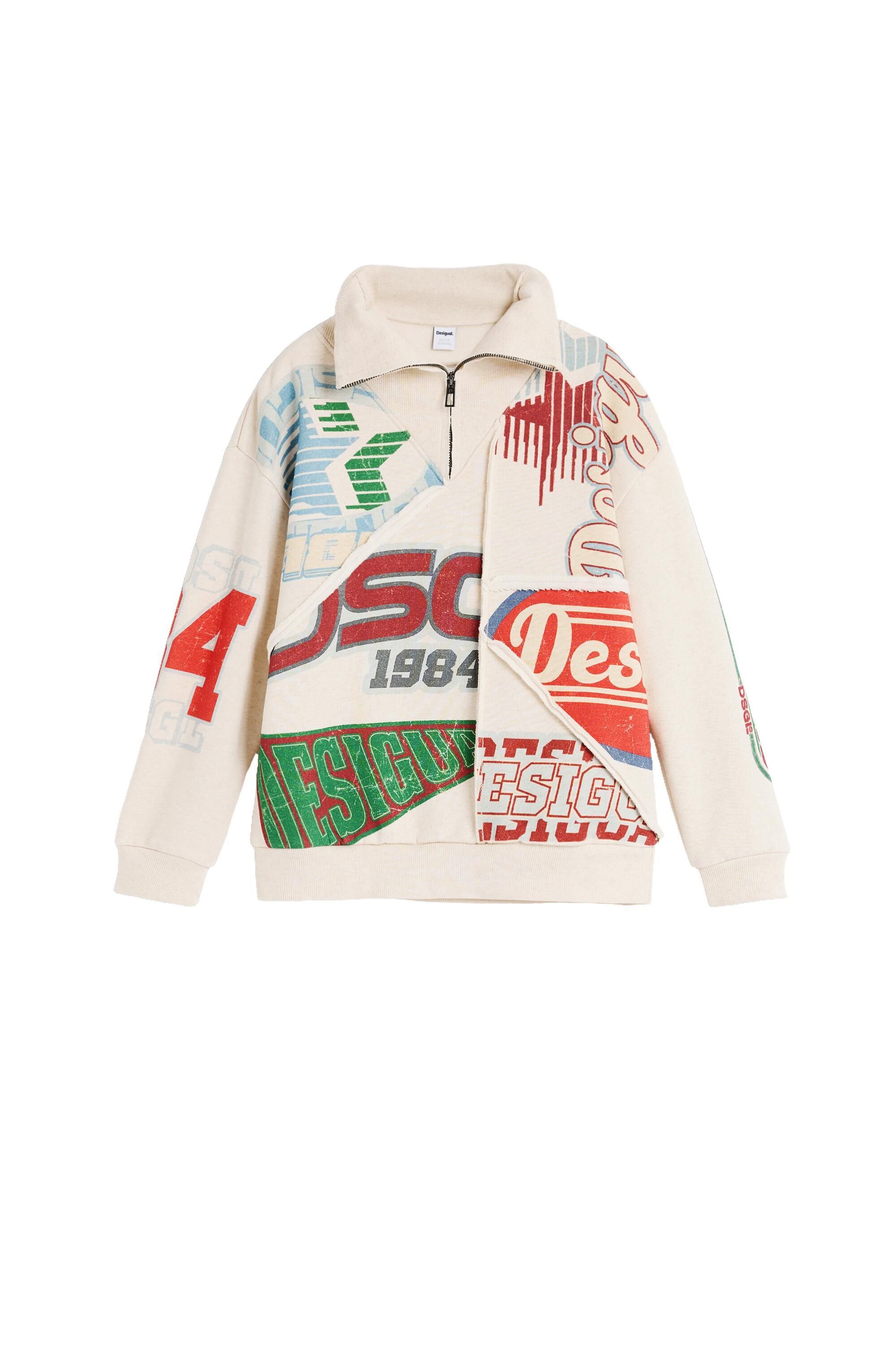 Sweat-shirt imprimé à fermeture éclair, DESIGUAL