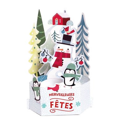 Carte de Noël Pop up 3D Bonhomme de neige DRAEGER PARIS
