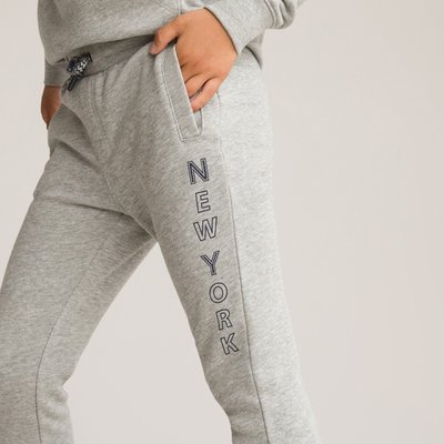 Slogan Print Joggers in Organic Cotton Mix, 3-14 Years LA REDOUTE COLLECTIONS