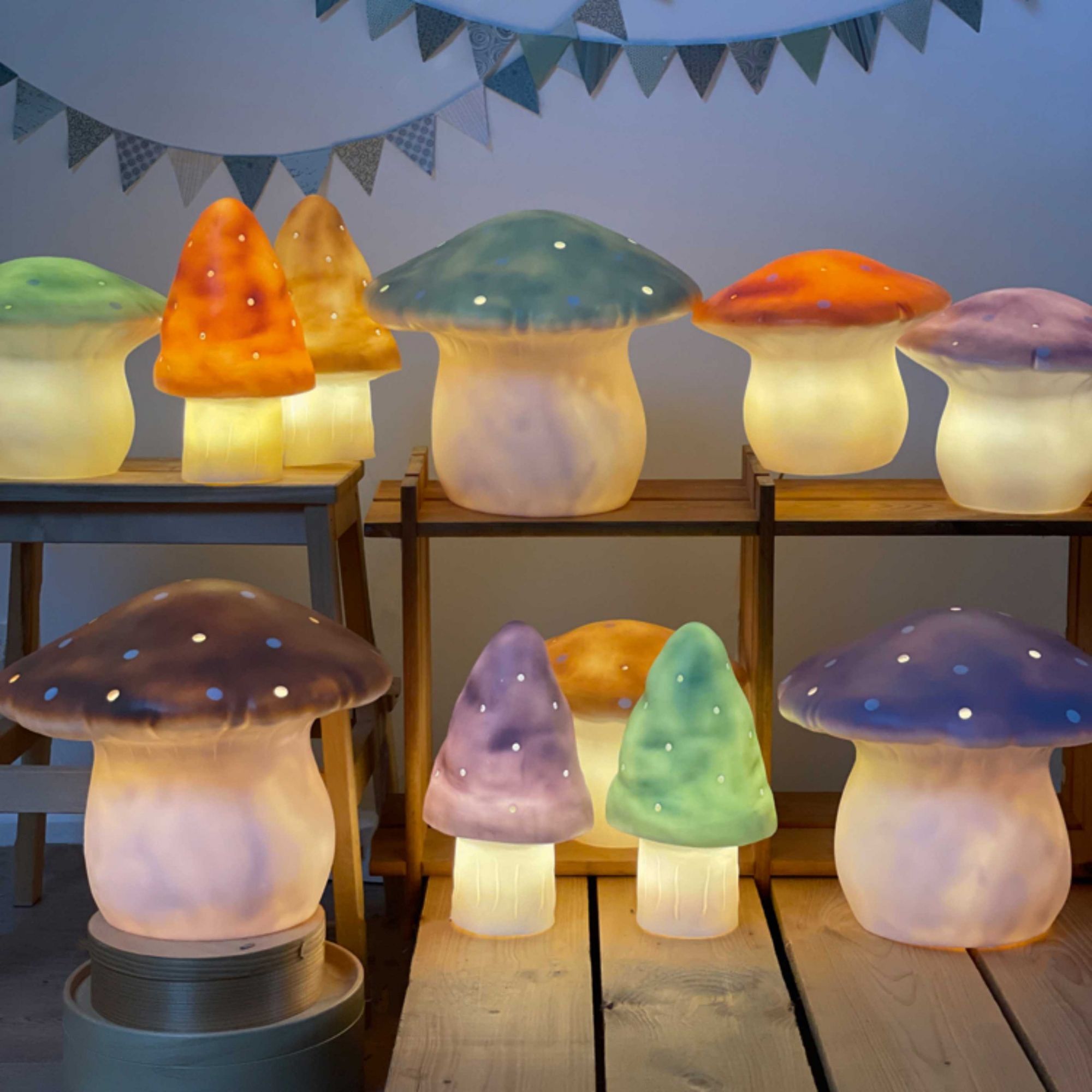 Lampe Champignon Design Bleu | Lumière Douce et Décorative – Veilleuse de rêve