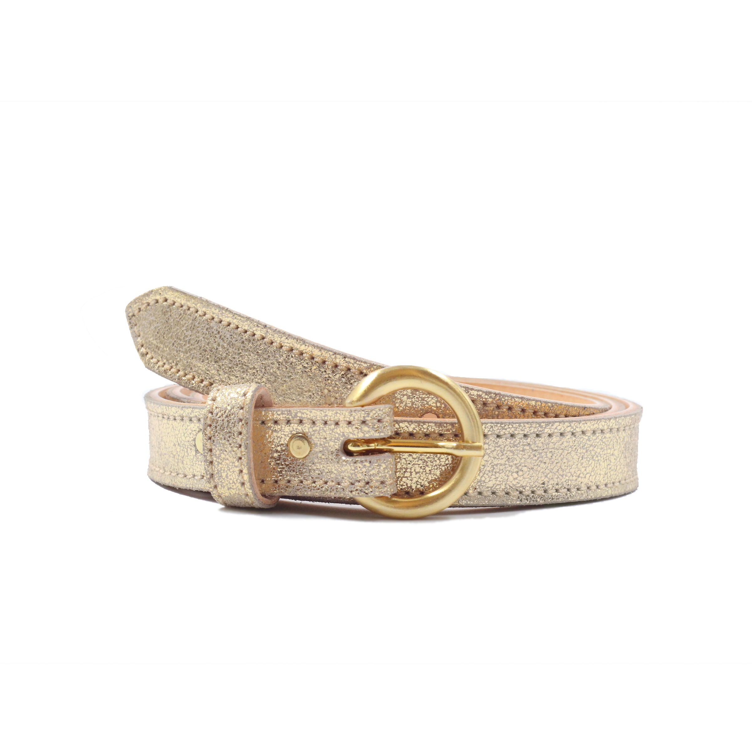 Ceinture boucle d'or cuir métallisé, JULES & JENN