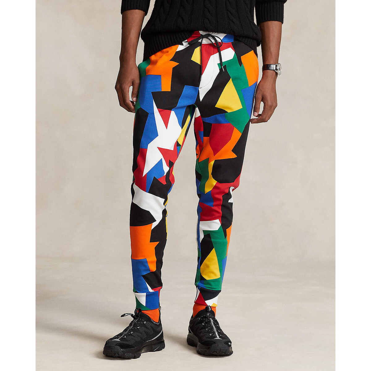 Image of Graphic Print Joggers in Cotton Mix