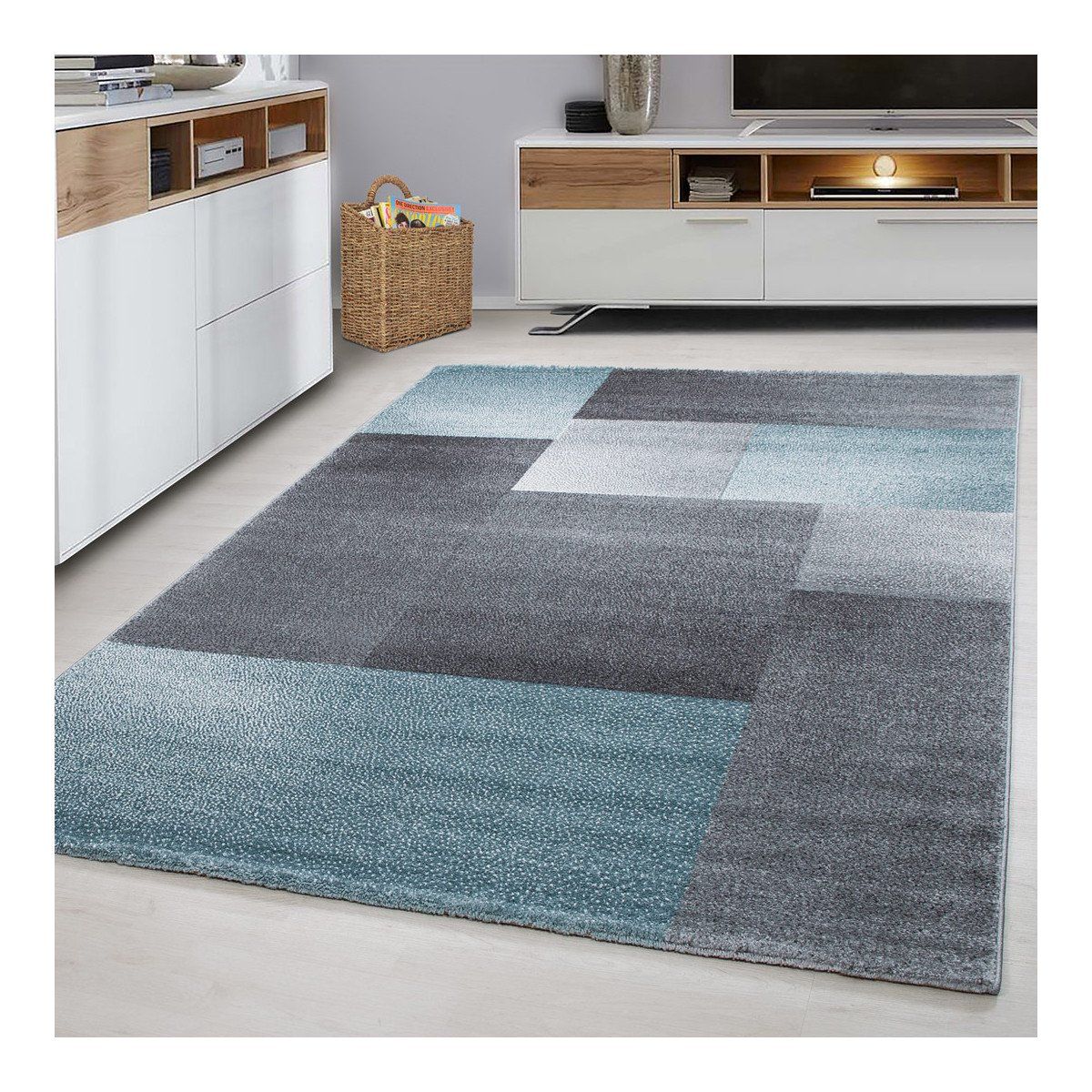 tapis contemporain rectangle graphique salmon
