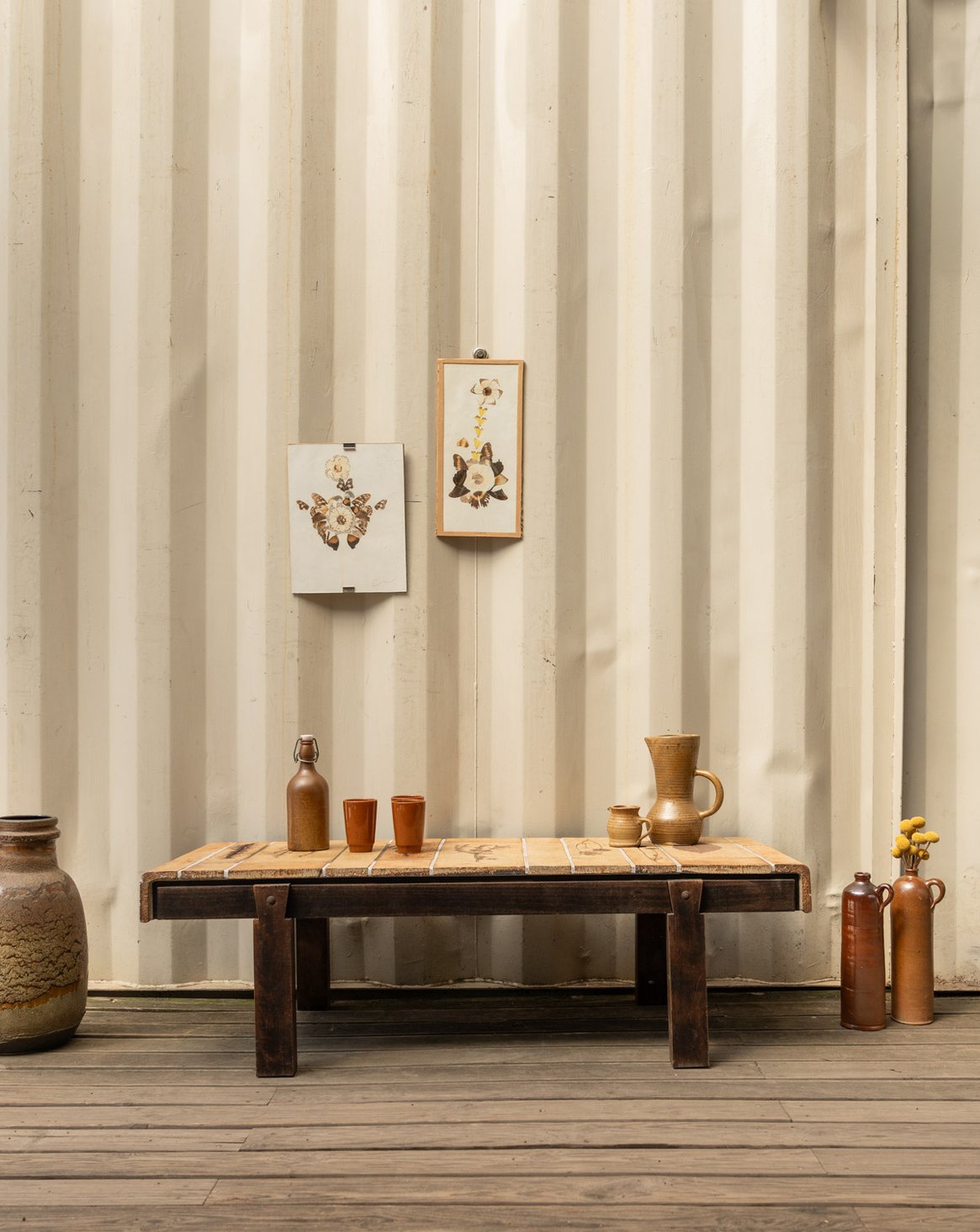 Table basse en céramique beige Donna N°1122 - Bon état, DEBONGOUT