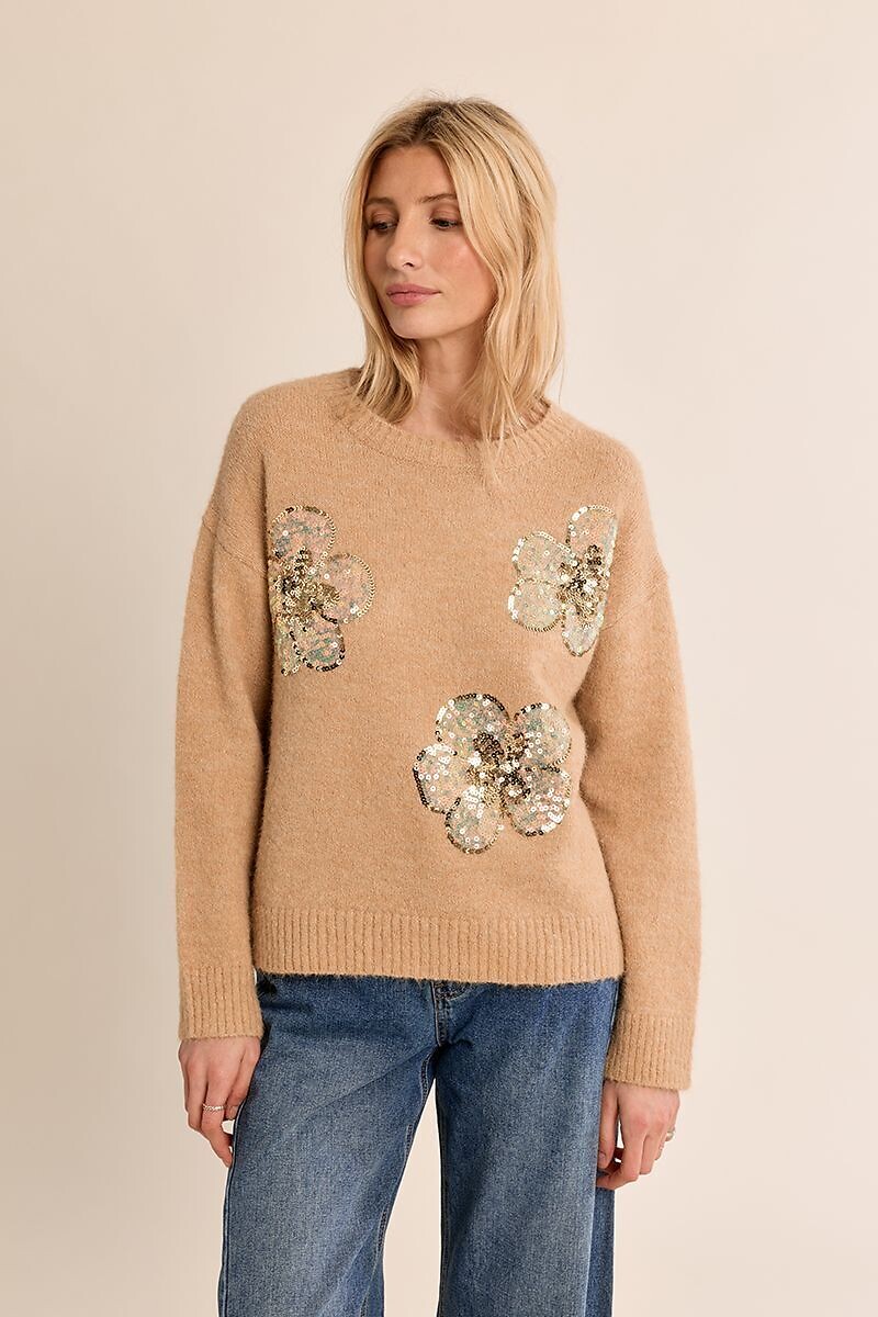 Pull col rond détails sequins, MOLLY BRACKEN