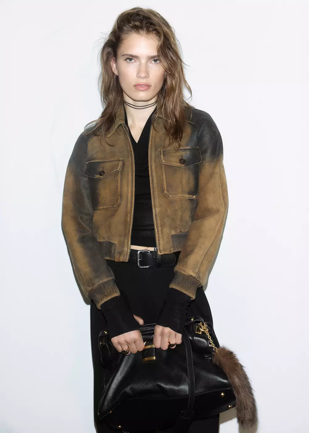 Veste cuir effet usé, MANGO