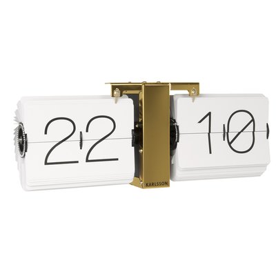 36cm No Case Flip Clock White with Brass Stand KARLSSON