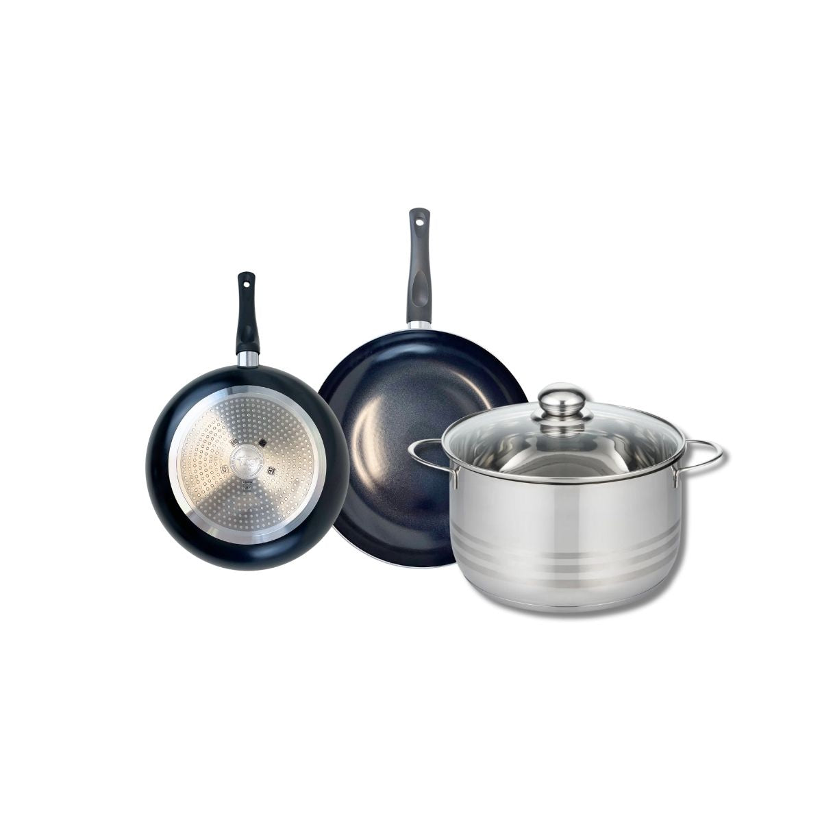 Batterie 2 poêles 20/24cm + 1 faitout 24cm PRIMA BRILLANT, ELO