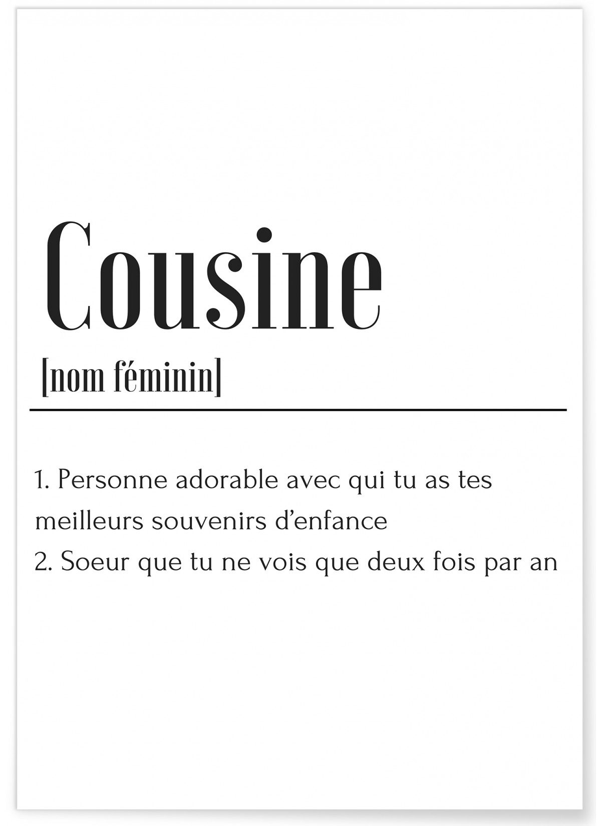 Affiche Définition Cousine, L'AFFICHERIE