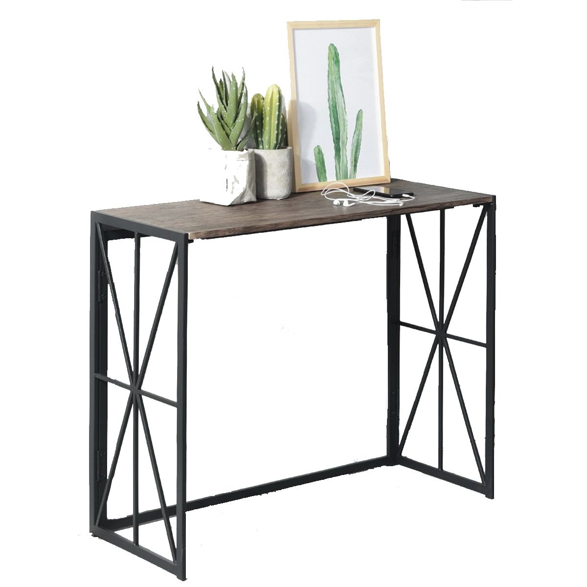 console industriel en metal et bois, hores