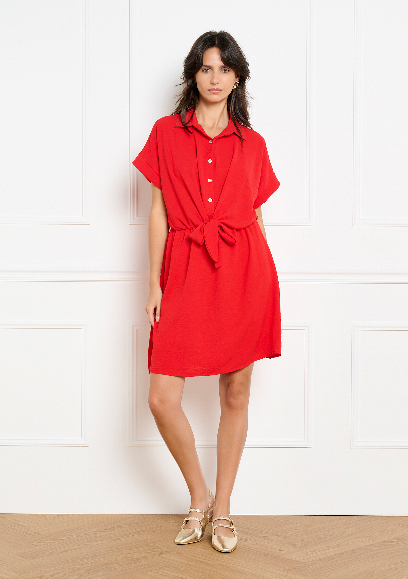 Robe col chemise nouée, LOLALIZA