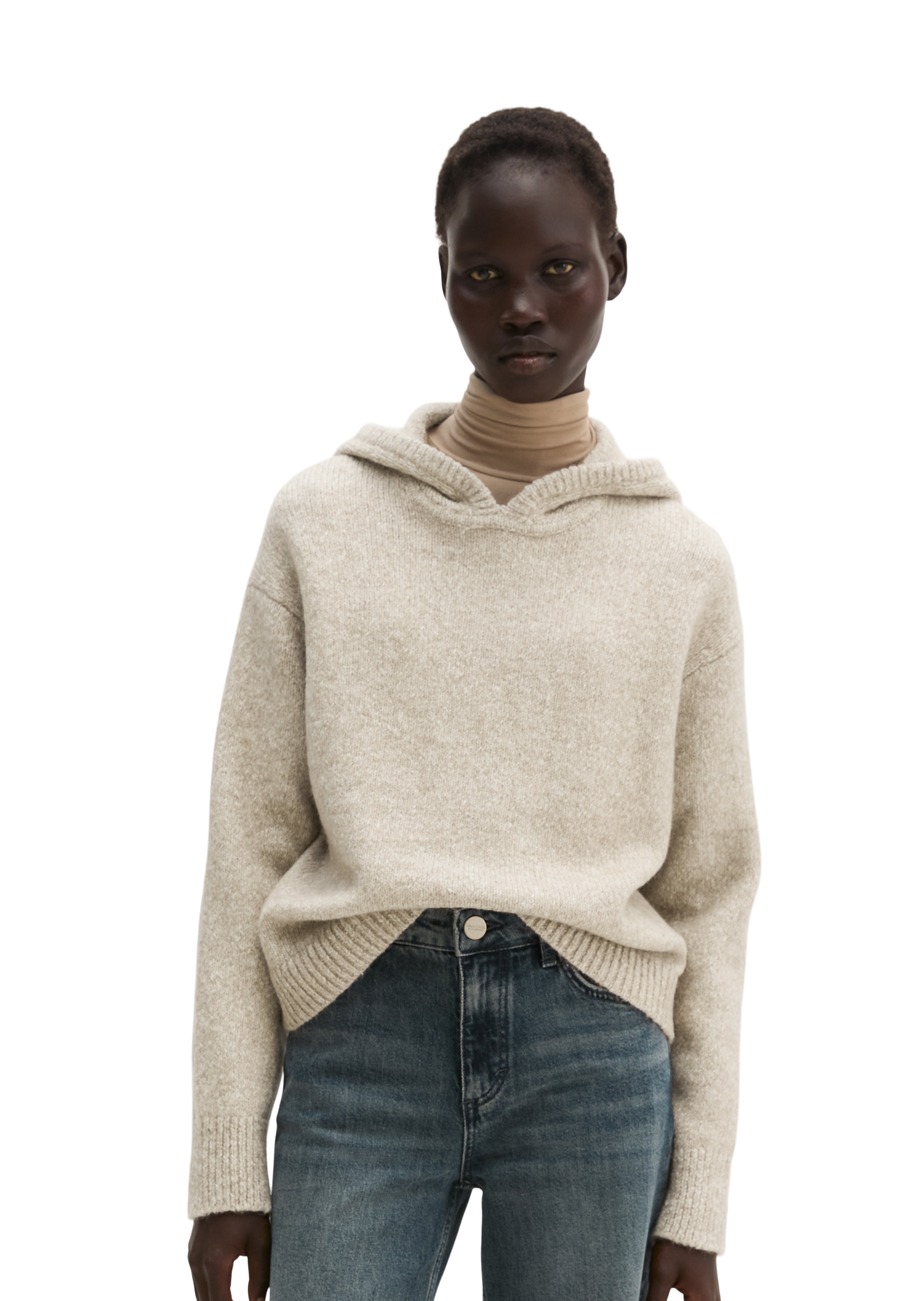 Pull à capuche ample en un mélange douillet de coton bio et de laine d'alpaga, MARC O'POLO
