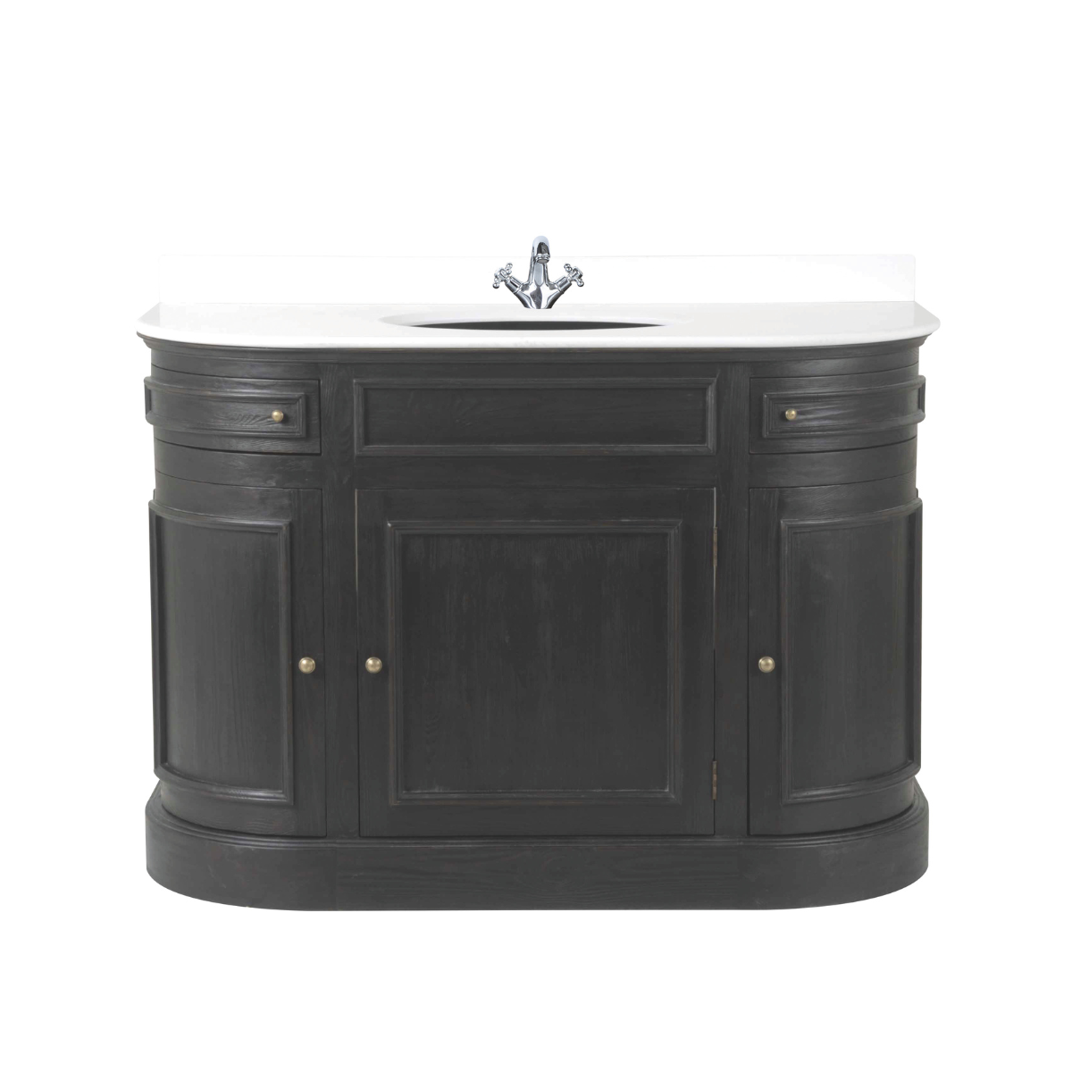 Meuble lavabo simple en bois massif noir L130 cm - HAUSMANN, SIGNATURE
