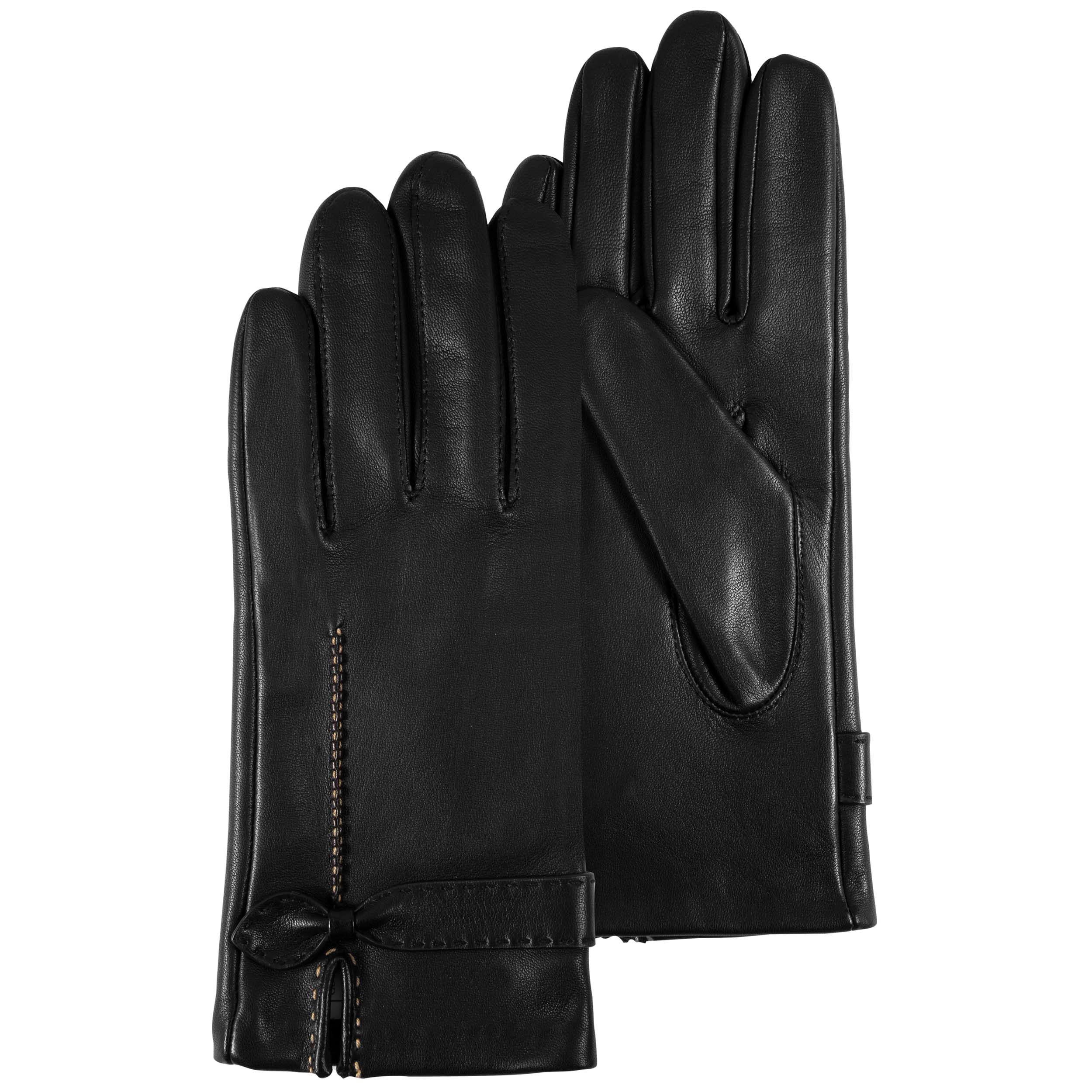 Gants cuir d'agneau avec nœud plat - doublés soie, ISOTONER