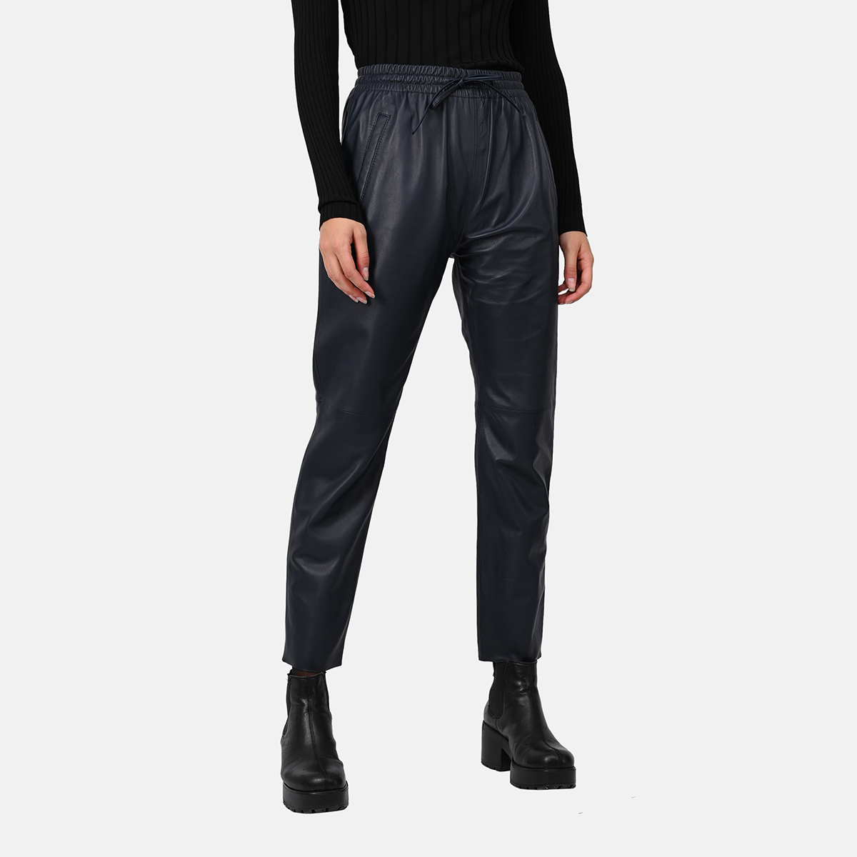 Pantalon en cuir à taille élastiquée GIFT, OAKWOOD