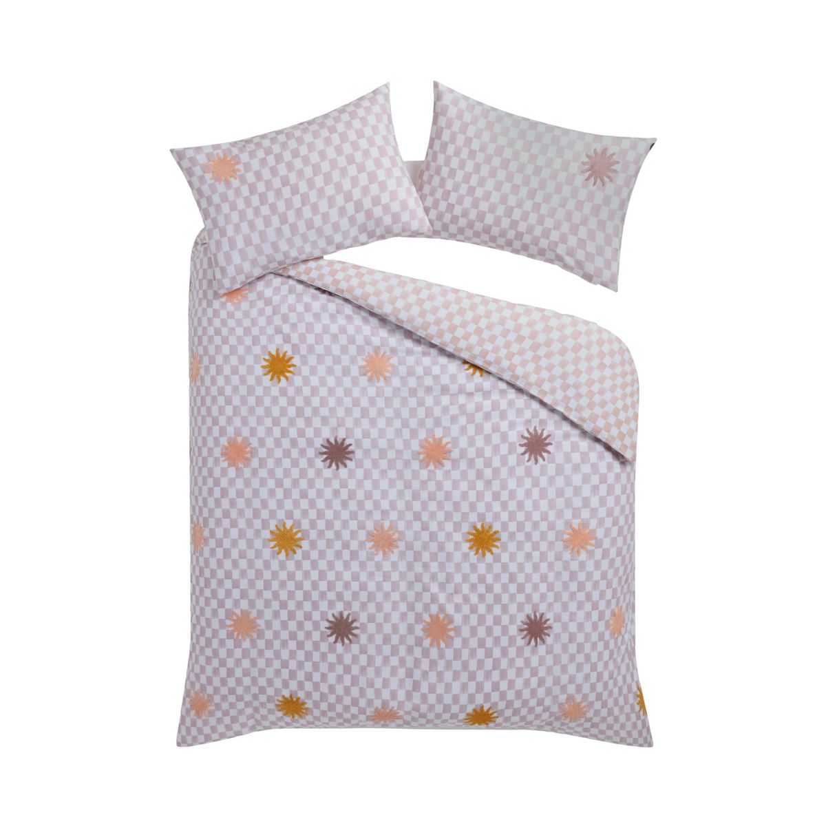 Housse de couette et taie coton motif soleil, NEXT
