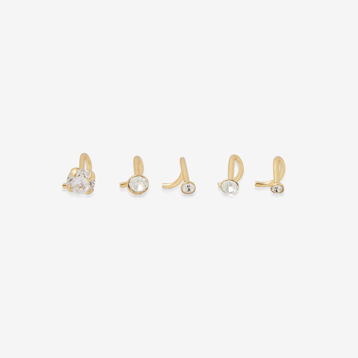 Set de 5 piercings nez strass de zircon et argent garanti 925 doré, BALABOOSTE