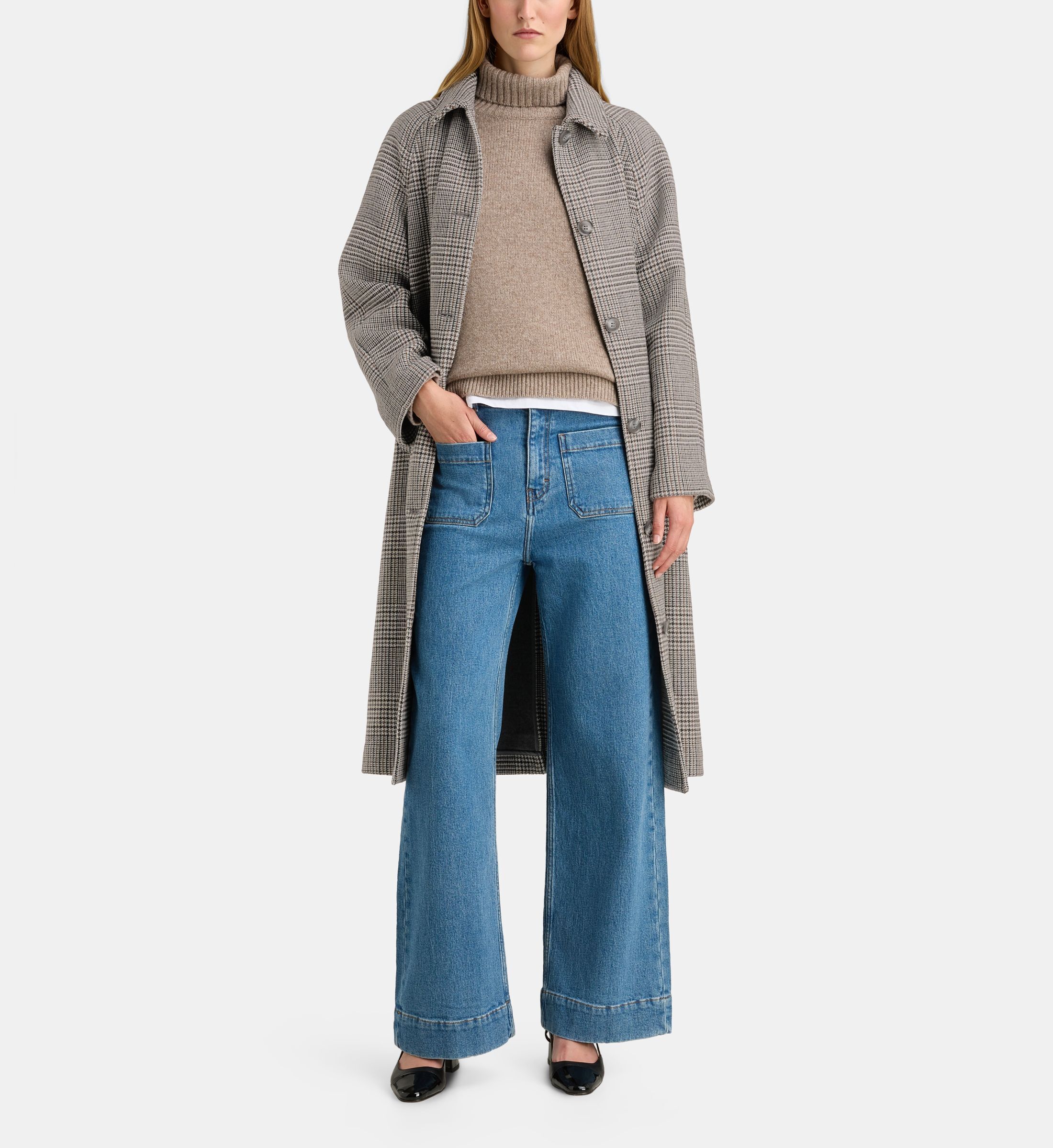 Manteau long freya bis prince-de-galles, GALERIES LAFAYETTE