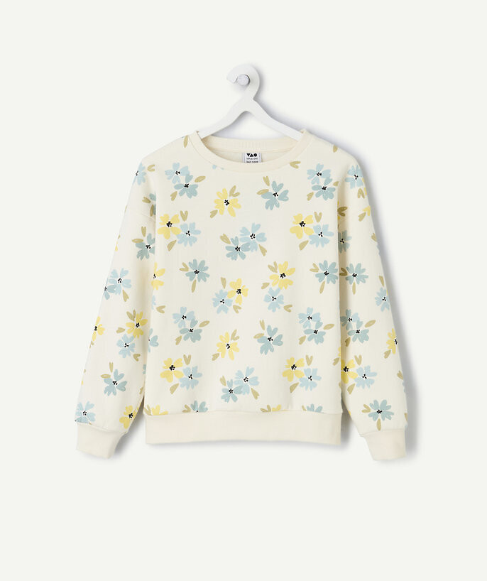 Floral Print Fleece Crew Neck Sweatshirt, TAPE A L'OEIL