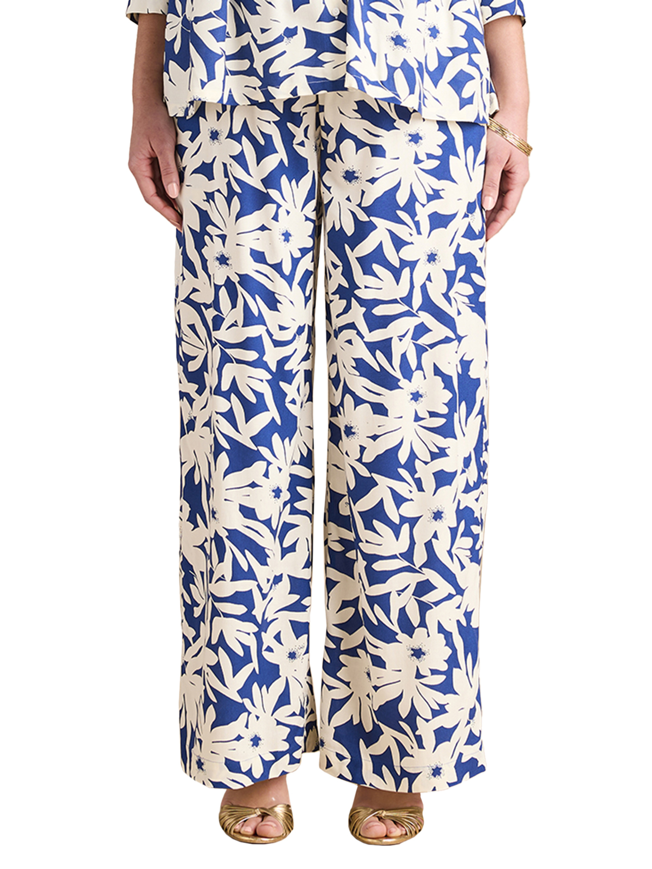 Pantalon large de grossesse imprimé fleurs avec bandeau, ENVIE DE FRAISE