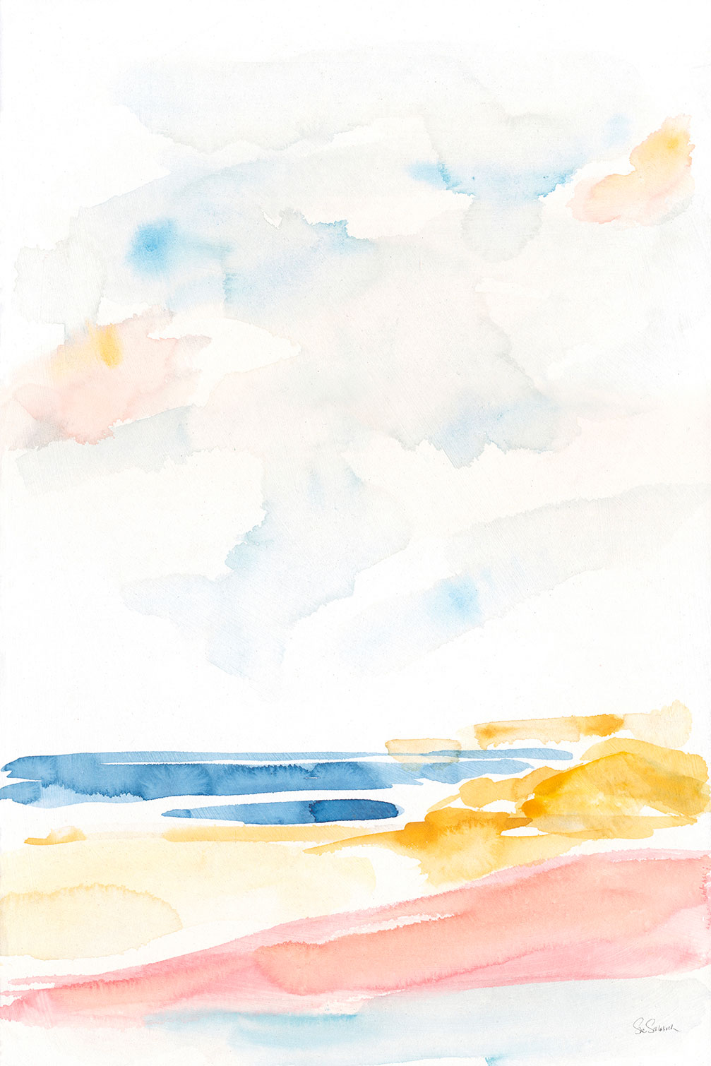 Peinture mer plage watercolor, HEXOA