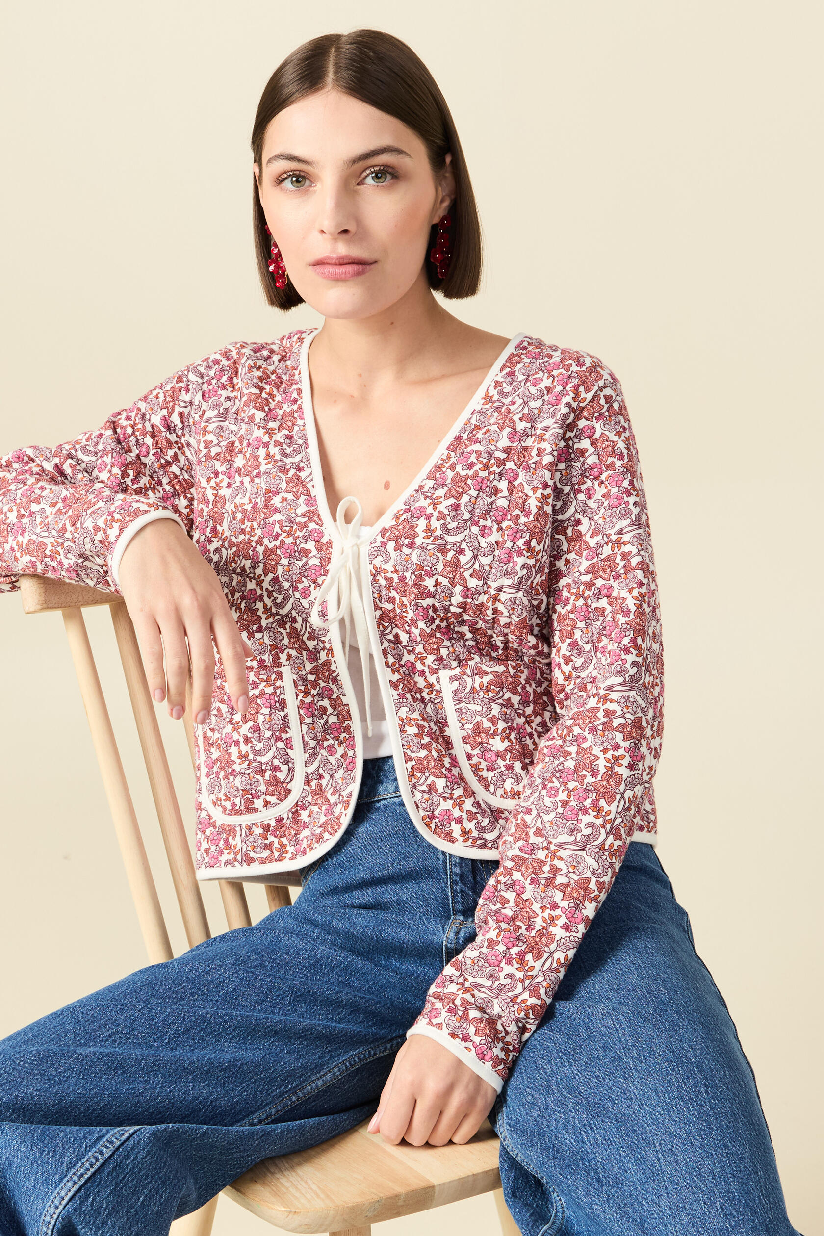 Cardigan droit court manches longues, BONOBO