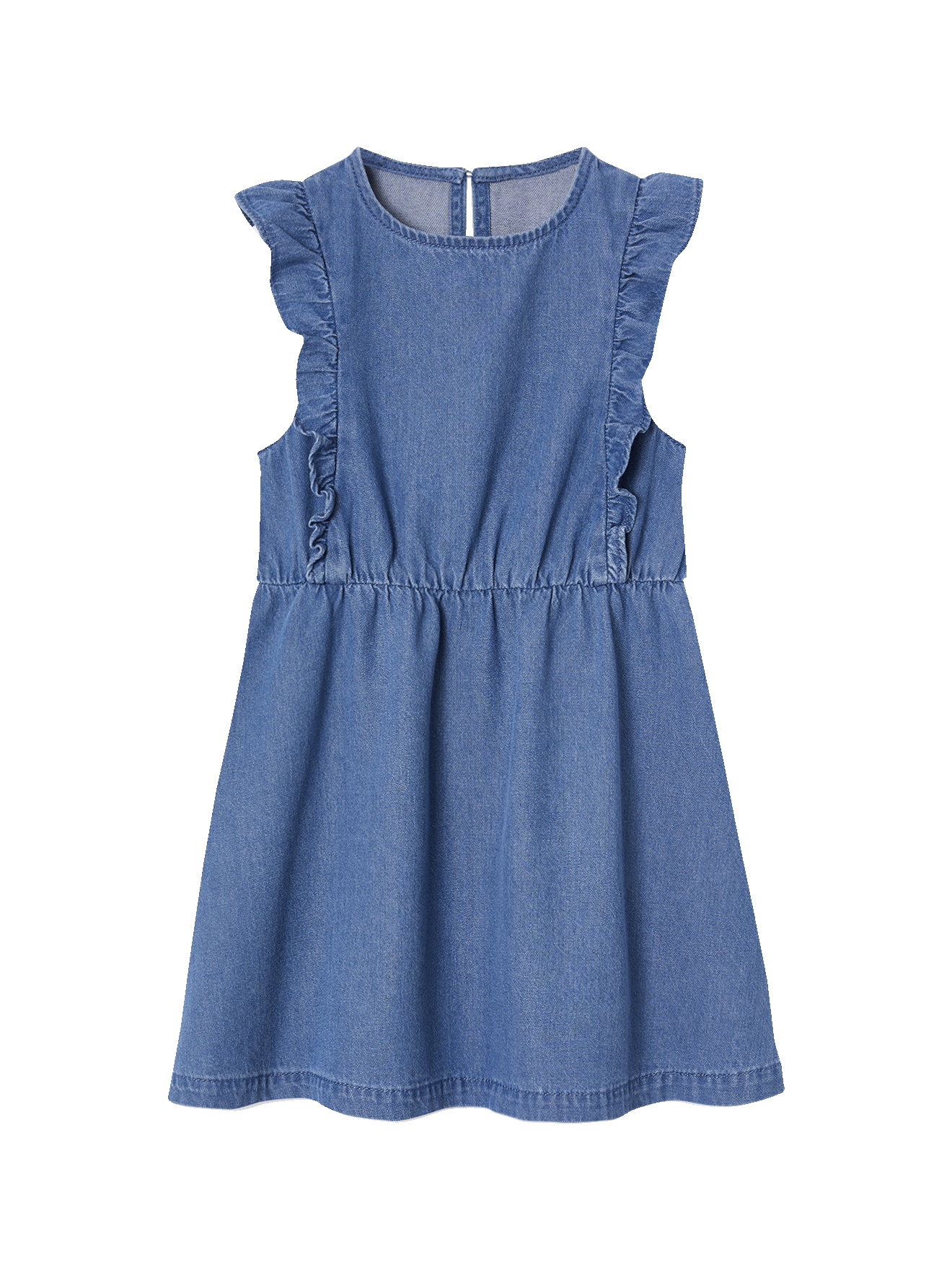 Robe à volants en denim, VERTBAUDET
