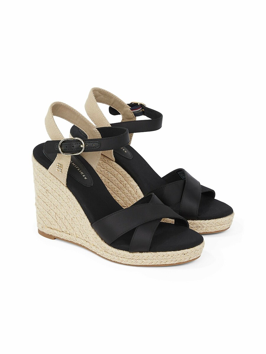 Sandalen met sleehak, in satijn
