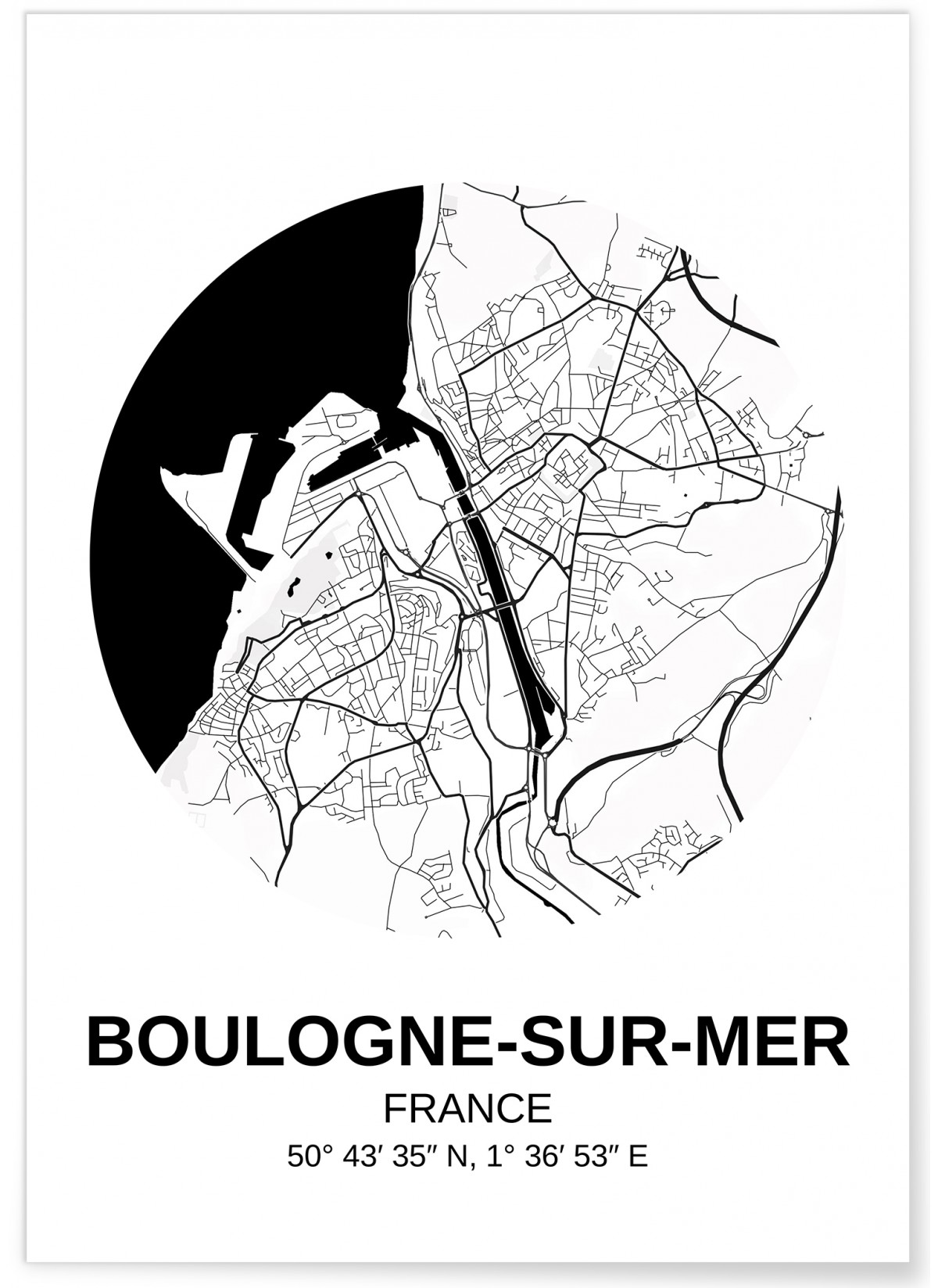 Affiche Carte Boulogne-sur-Mer, L'AFFICHERIE