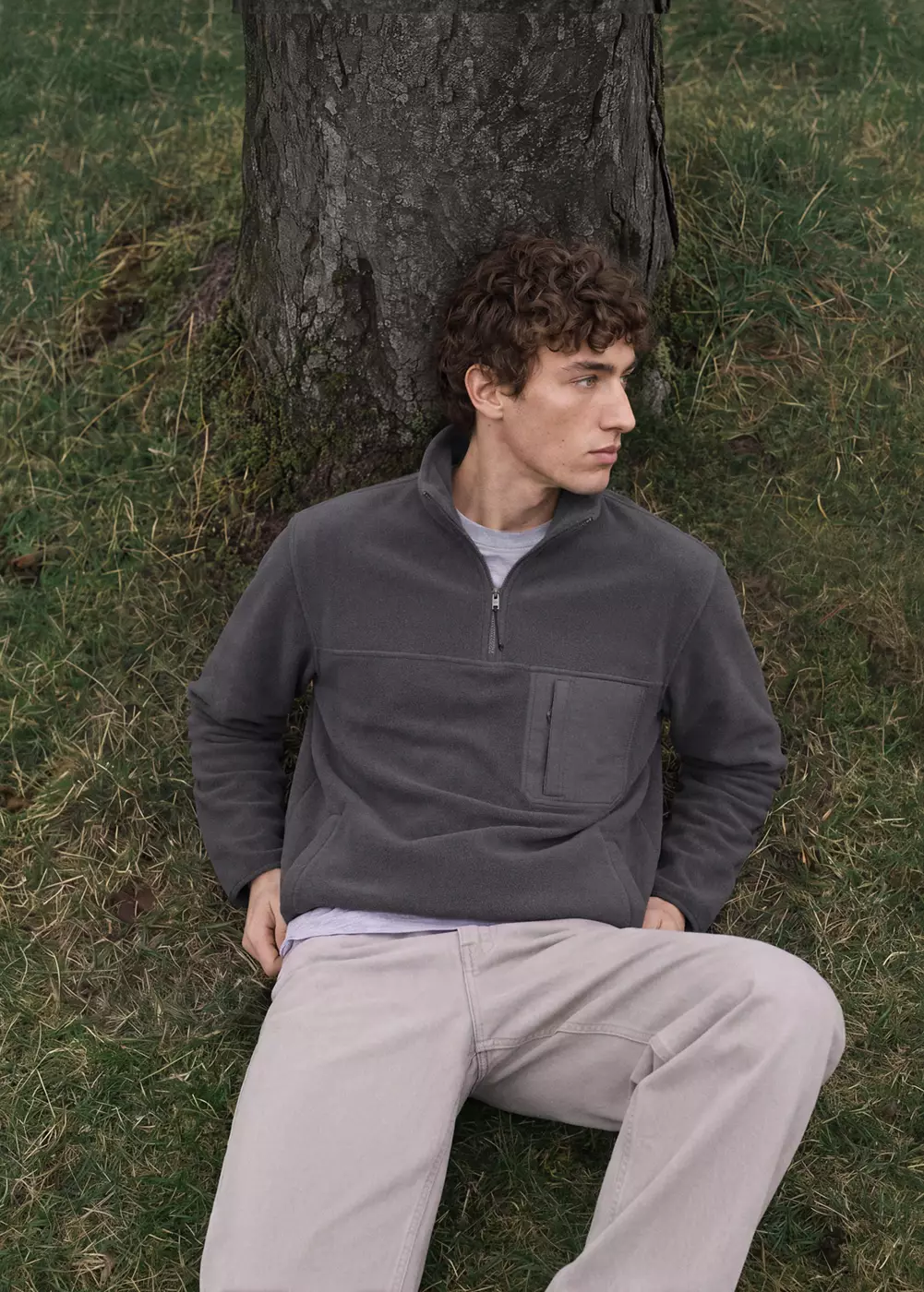 Sweat-shirt polaire col zippé, MANGO TEEN