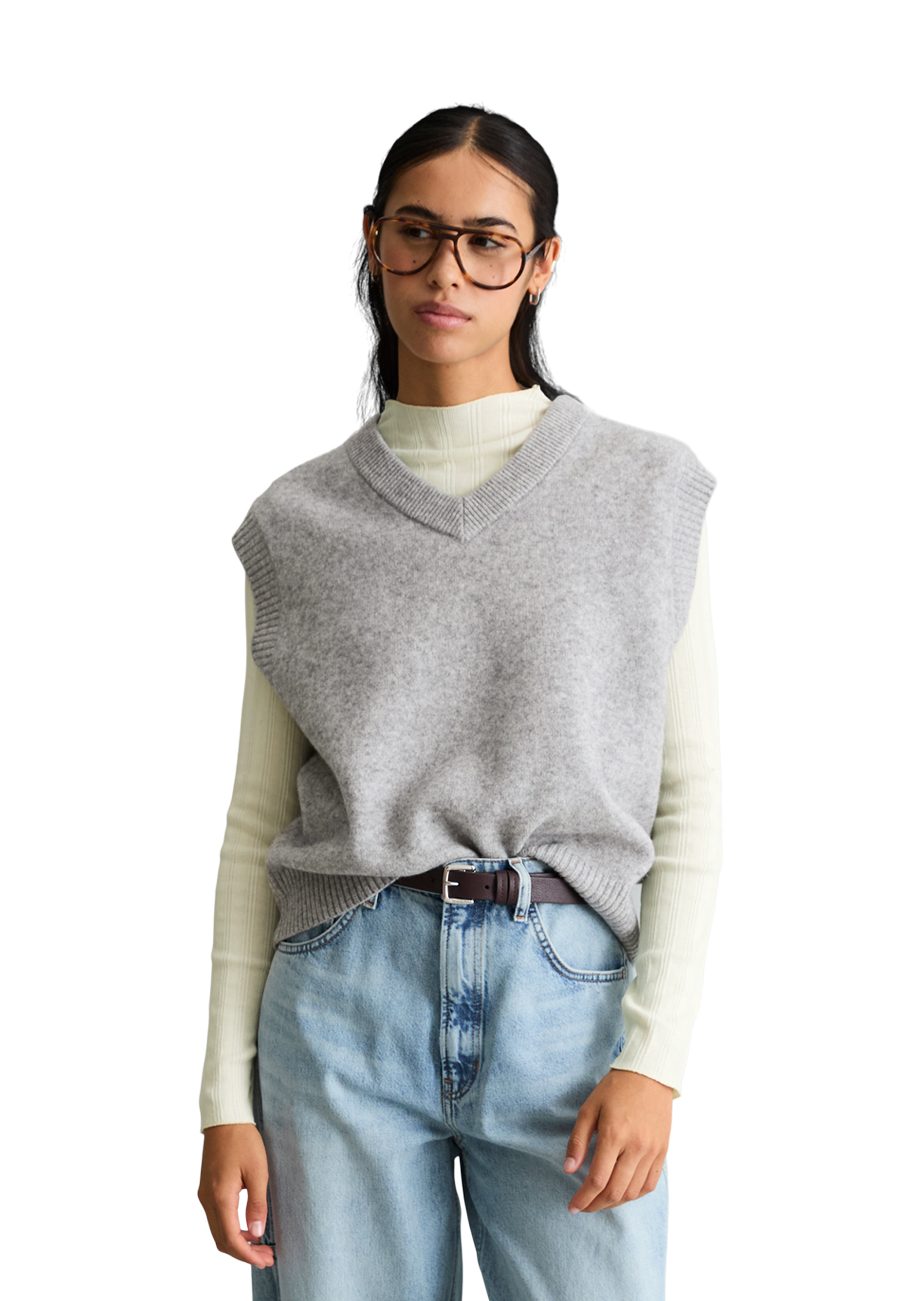 Gilet sans manches coupe classique en laine vierge douce, MARC O’POLO DENIM