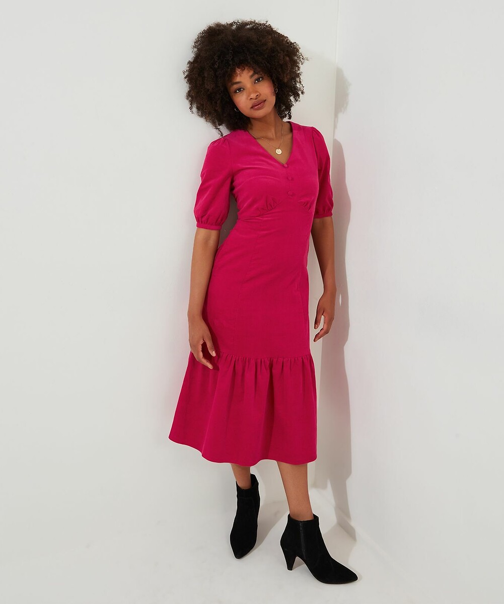 Corduroy Puff Sleeve Dress, JOE BROWNS