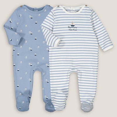 Pack of 2 Sleepsuits in Boat Print Cotton LA REDOUTE COLLECTIONS