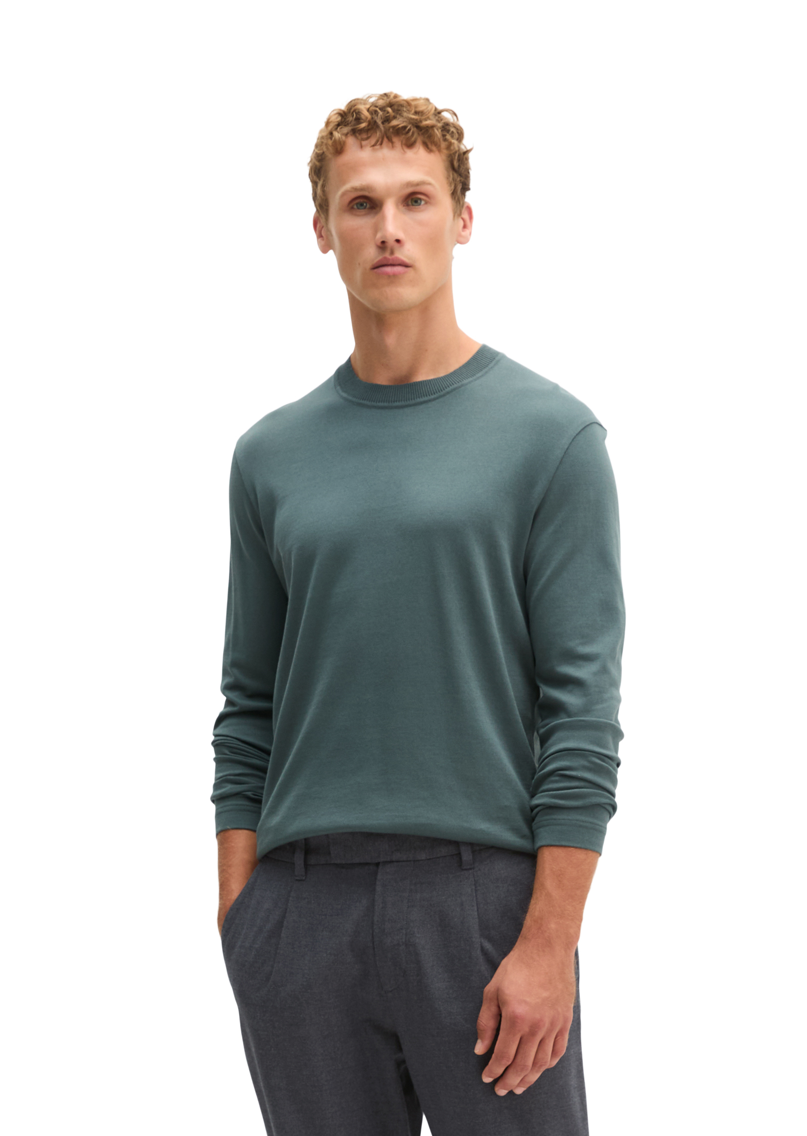 T-shirt à manches longues, coupe classique en jersey de coton bio léger, MARC O'POLO