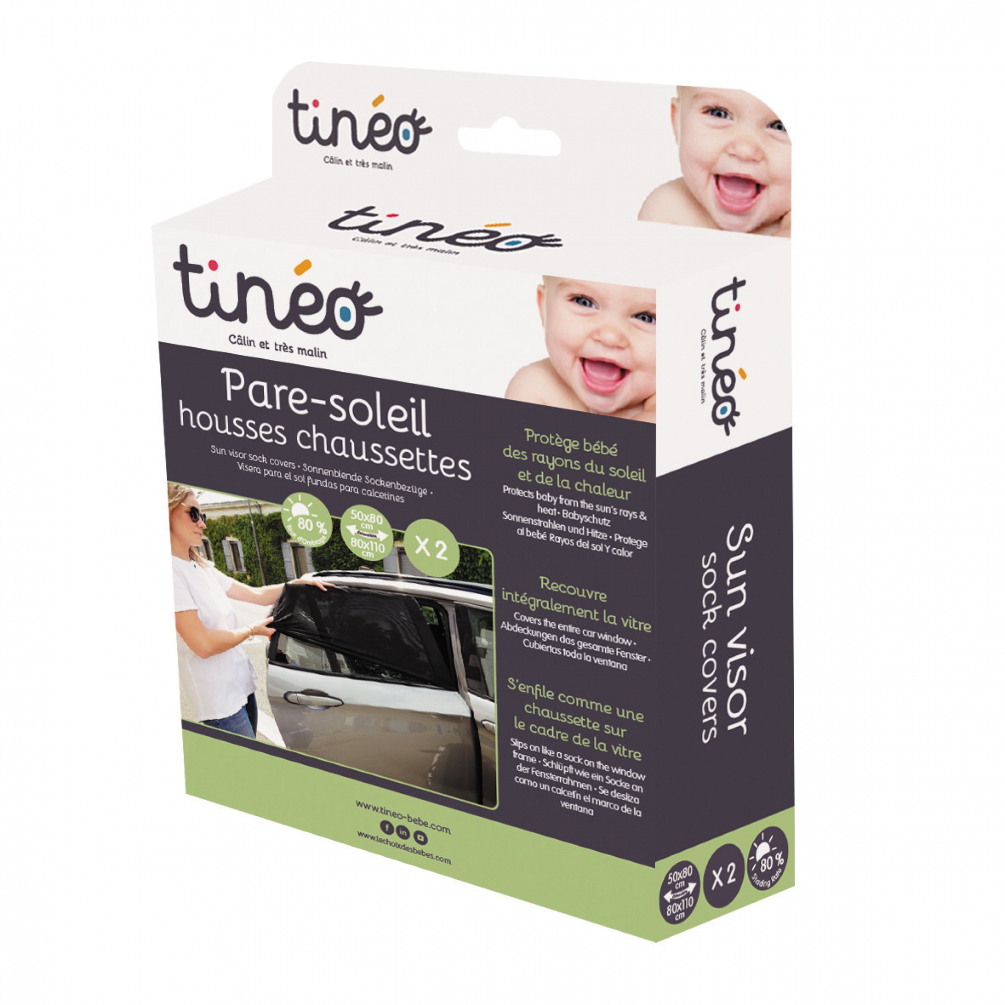 Lot de 2 pare soleil chaussettes, TINEO