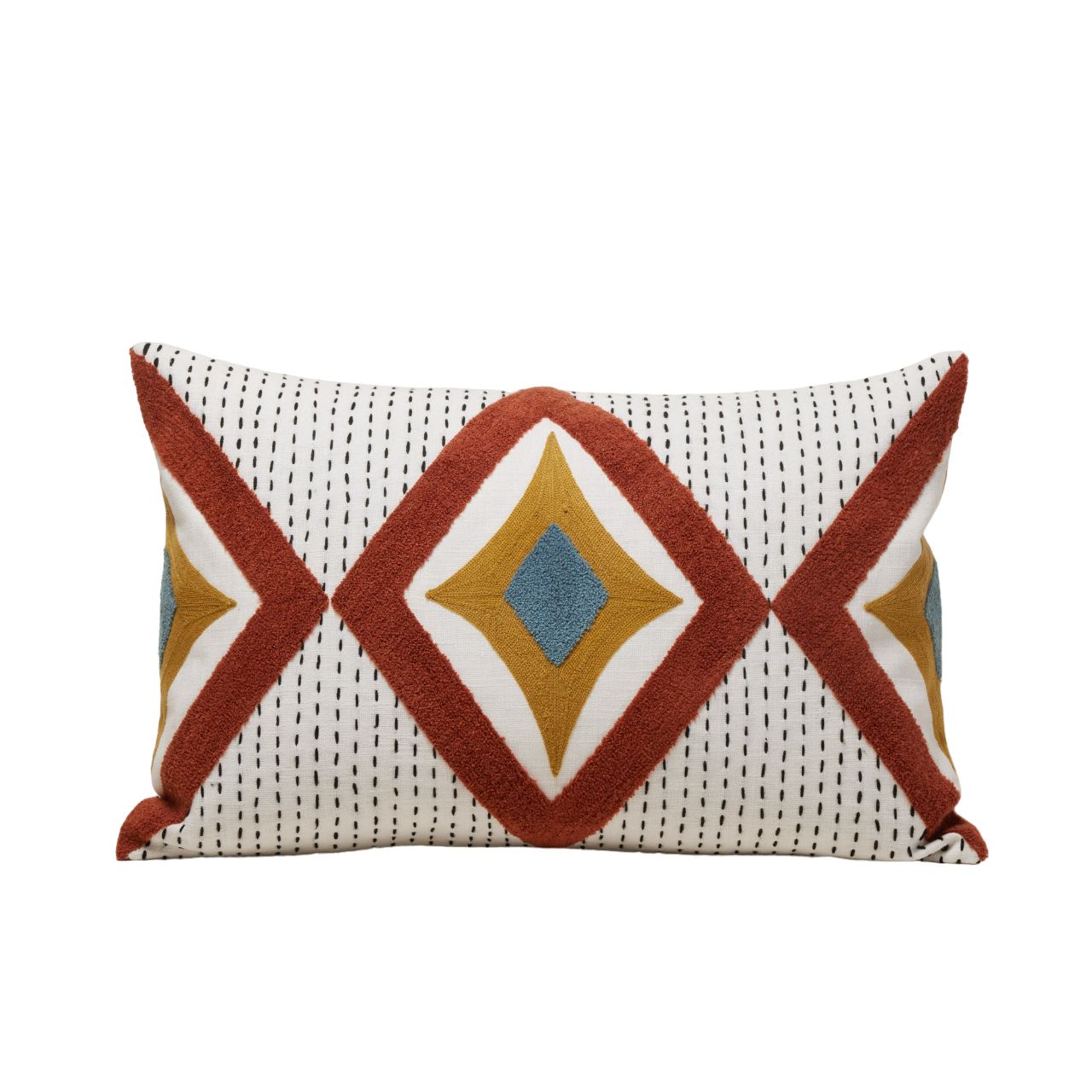 Housse De Coussin en Coton rebrodé de point de bouclette et de chainette ZAYI, MADURA