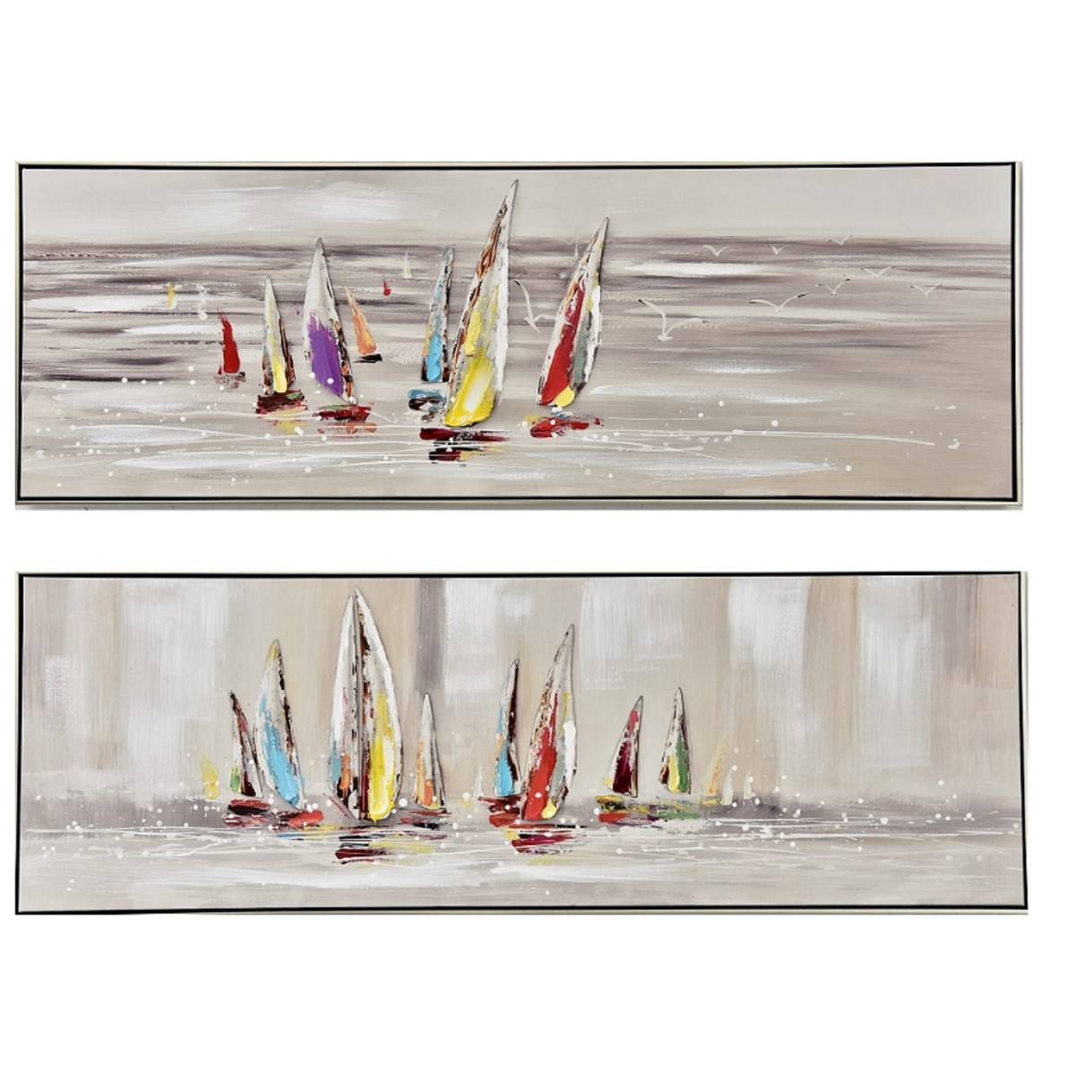 Set De 2 Tableaux Cadre Argent Regate, NOVATREND