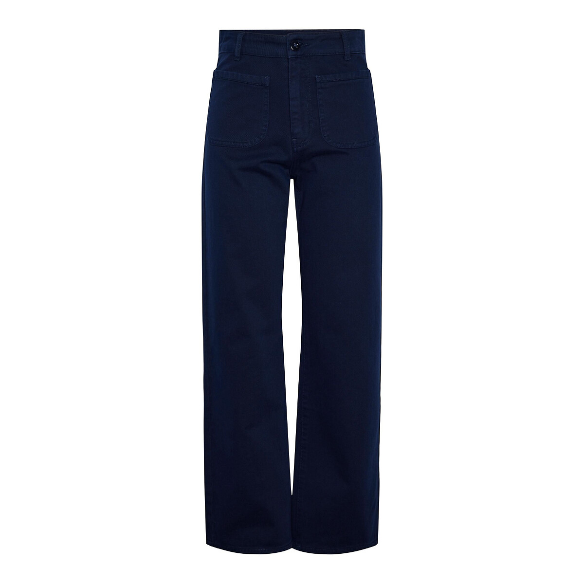 Image of Cotton Wide Leg Trousers with High Waist