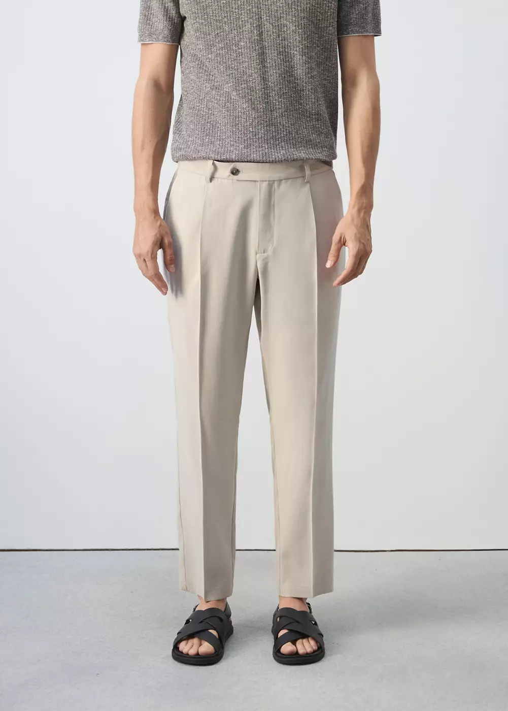 Pantalon regular-fit pinces, MANGO MAN