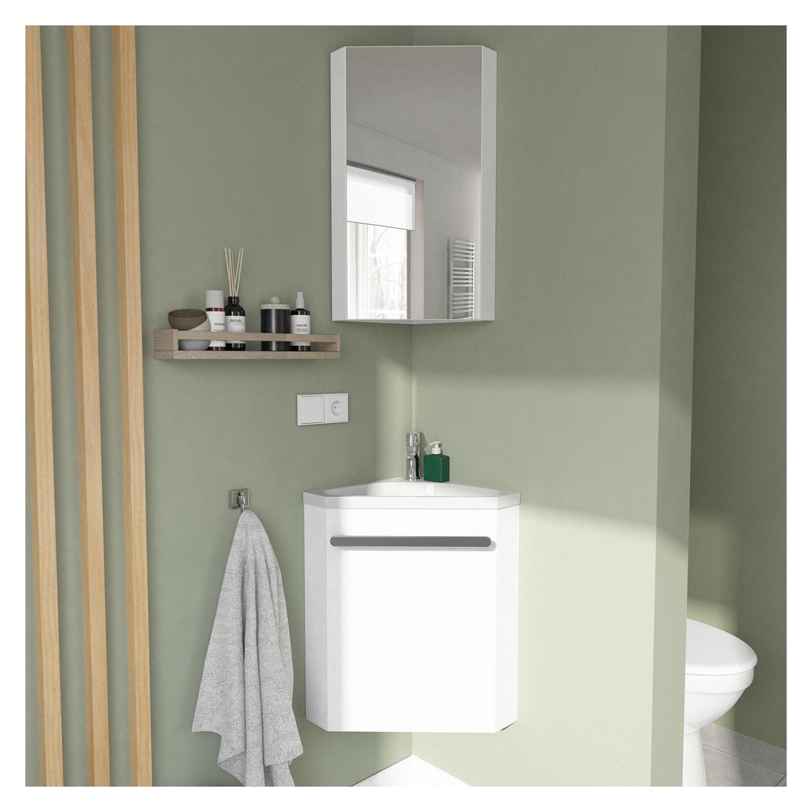 Lave-mains angle + armoire de toilette SKINO, MOB IN