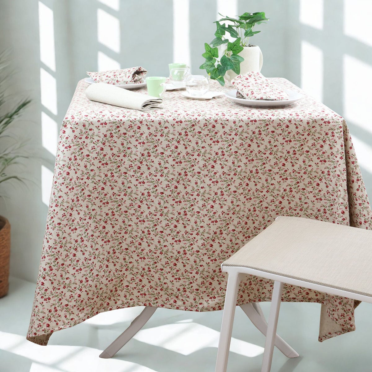 Nappe coton lin naturel FLORALIE, LINANDELLE