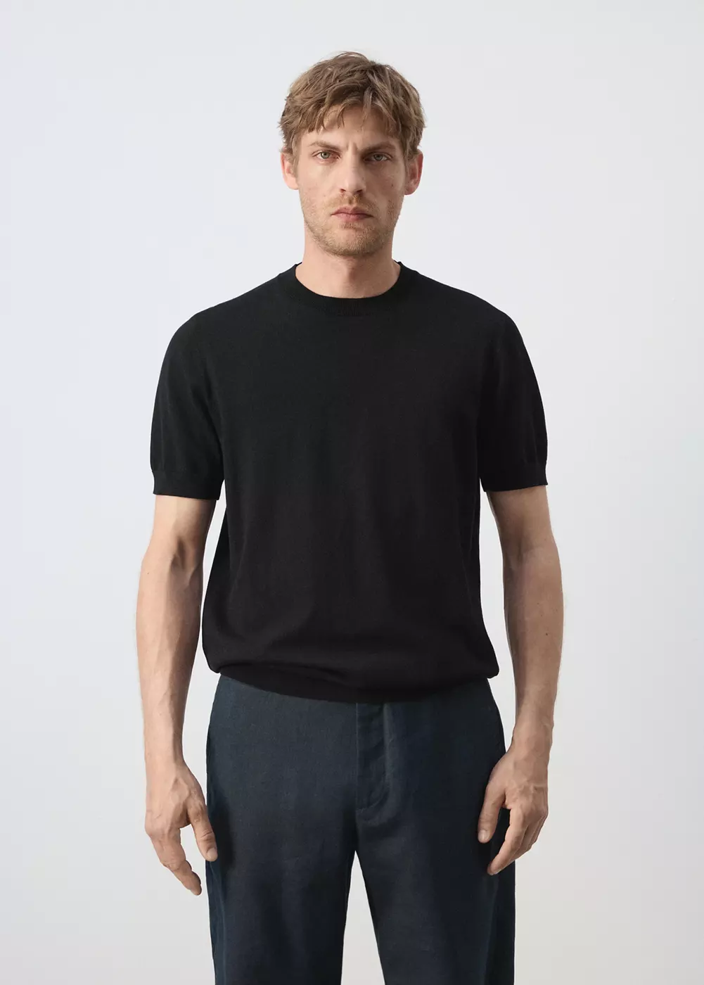 T-shirt 100 % coton en maille fine, MANGO MAN