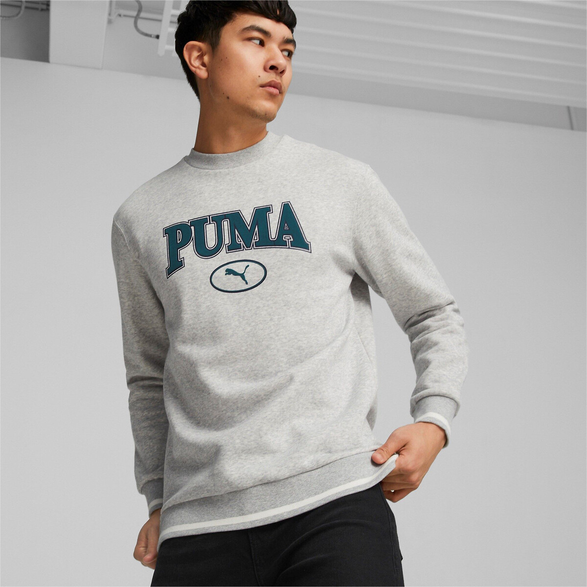 large logo print sweatshirt in cotton mix with crew neck