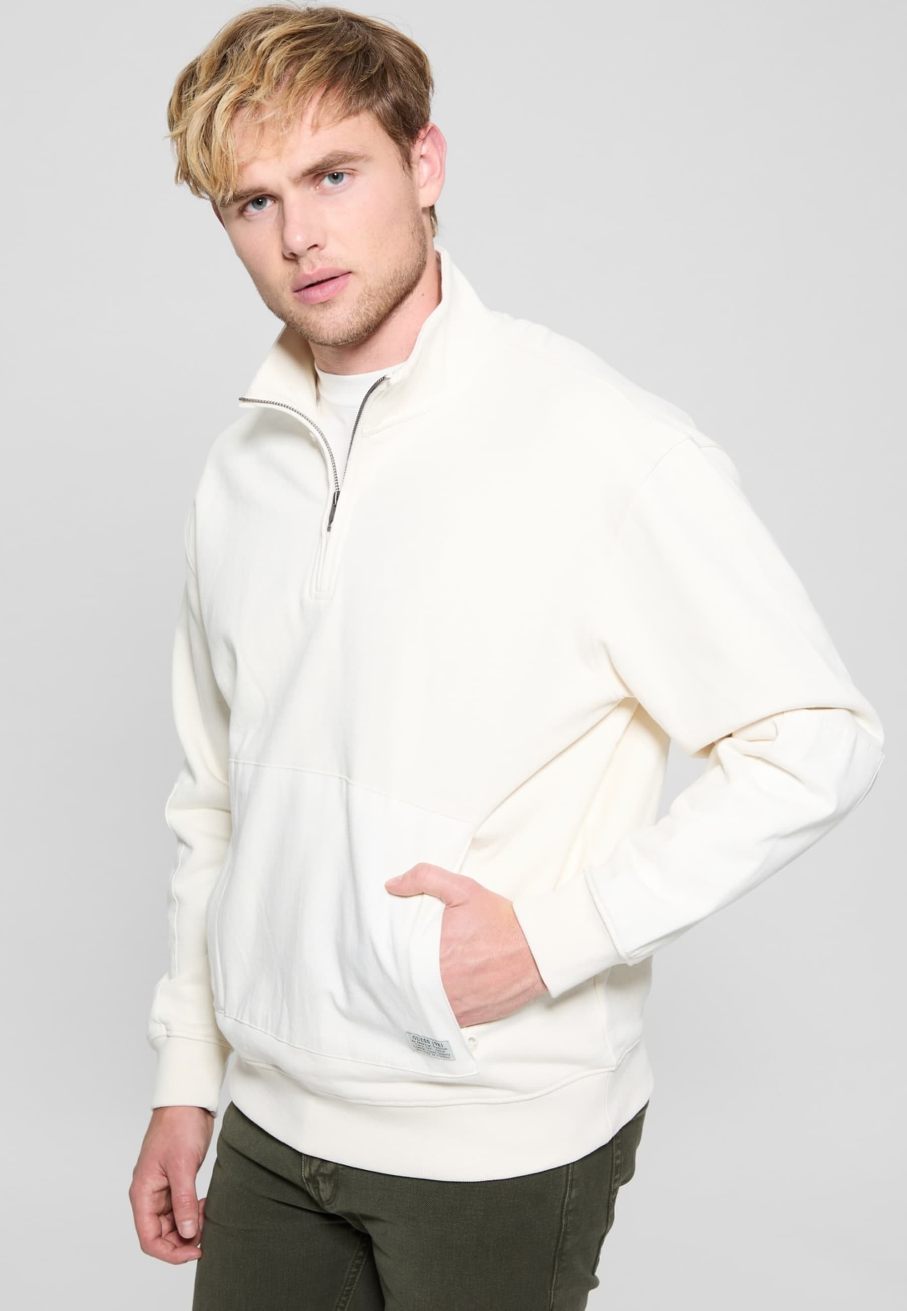 Sweat-Shirt Stretch Col Camionneur, GUESS