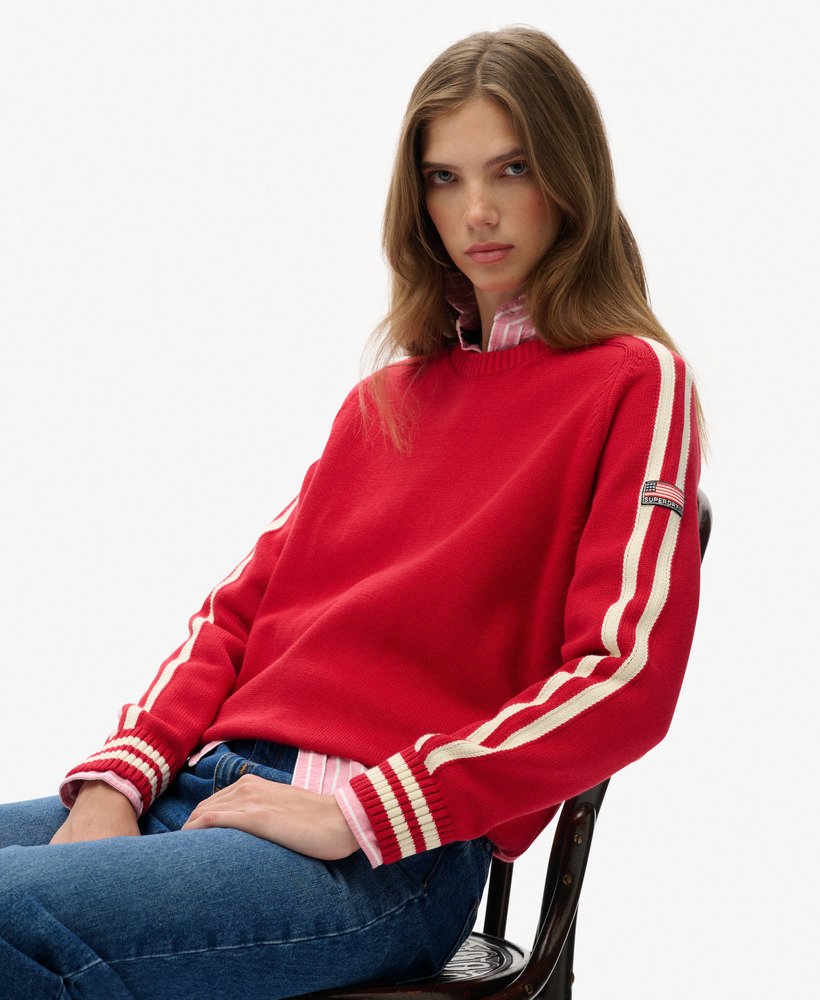 Pull en maille rayé coupe décontractée, SUPERDRY