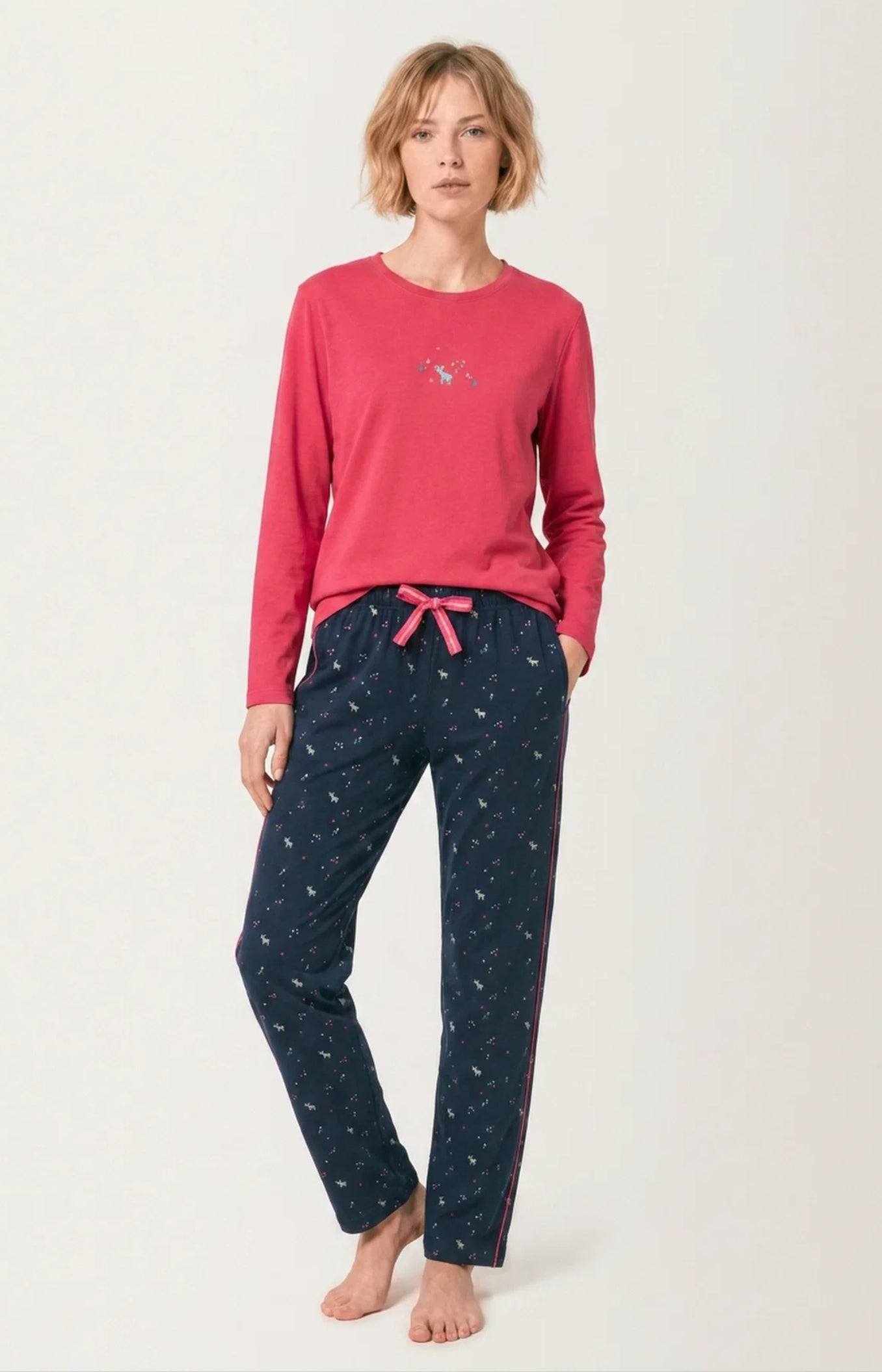 Pyjama en jersey de coton épais imprimé Cerf d'hiver, ARTHUR